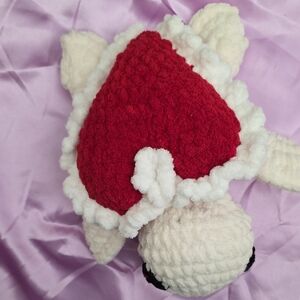 Handmade Red and White Crochet Turtle Plush